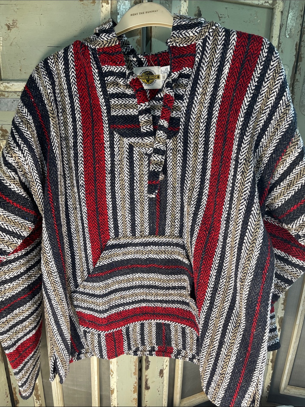 Men's Baja V-Neck Sweater in Red, Black & Cream